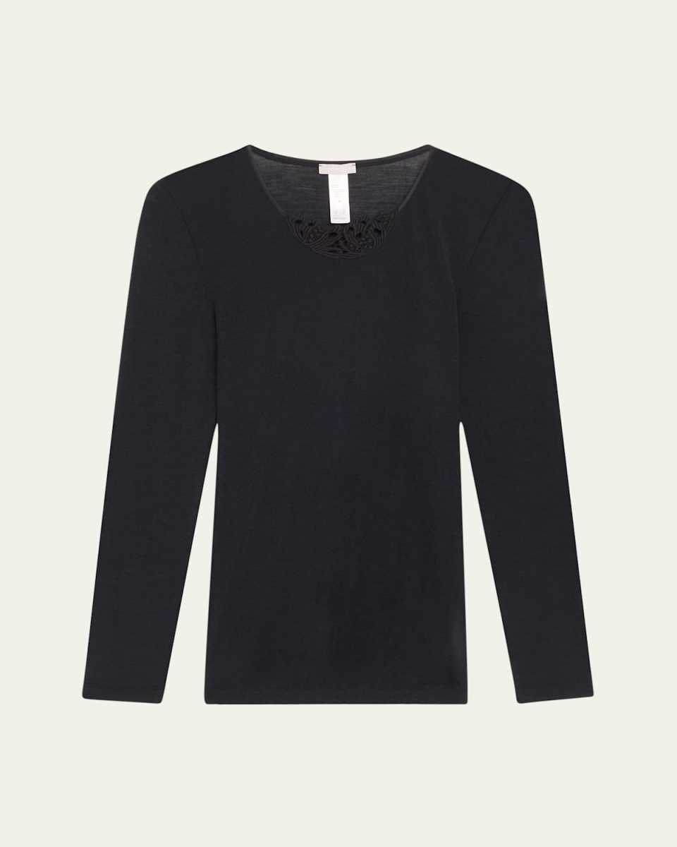 Embroidered Long-Sleeve Woolen Shirt